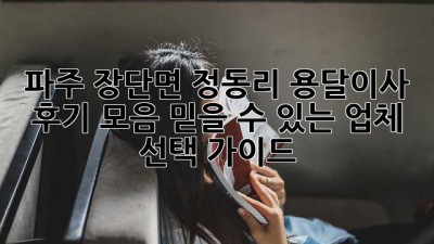 파주 장단면 정동리 용달이사 후기 모음: 믿을 수 있는 업체 선택 가이드